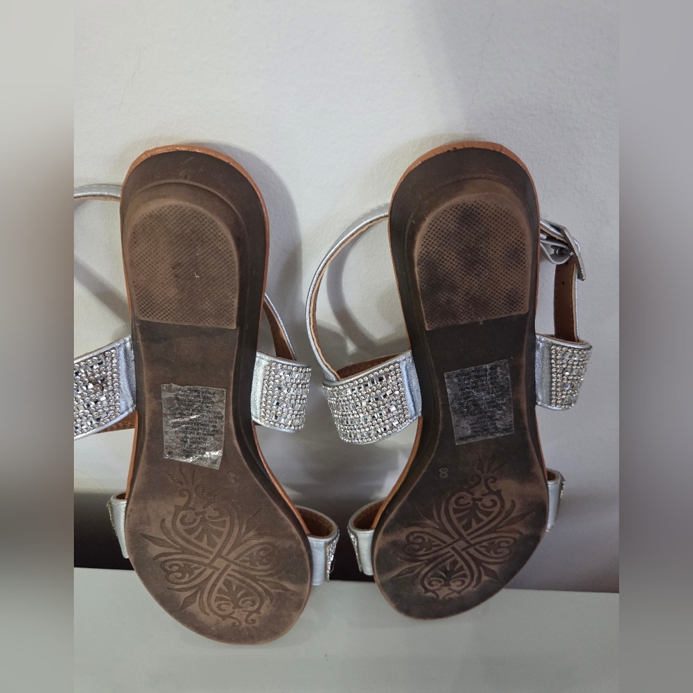 Silver Rhinestone Double Strap Flats - Picture 4 of 4